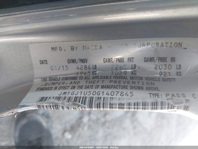 2016 MAZDA MAZDA6 JM1GJ1U50G1407845 Photo 8