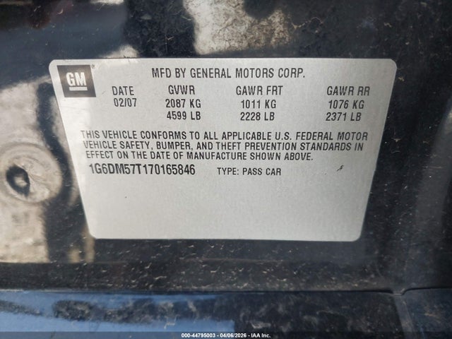 Продажа на аукционе авто 2007 Cadillac Cts Standard, vin: 1G6DM57T170165846, номер лота: 44795003