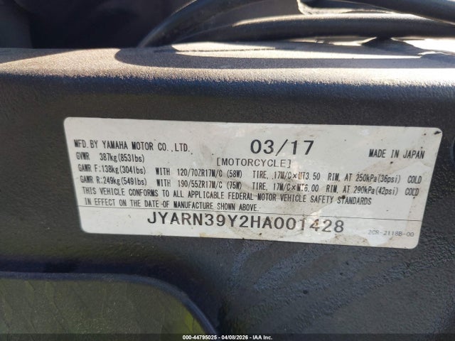 Yamaha Yzfr1 C 2017 JYARN39Y2HA001428 Image 10