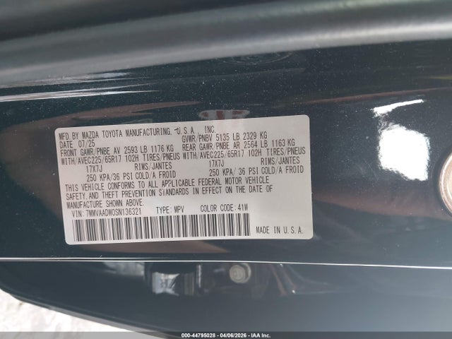 2025 Mazda Cx-50 Hybrid Premium Package მანქანა იყიდება აუქციონზე, vin: 7MMVAADW0SN136321, აუქციონის ნომერი: 44795028