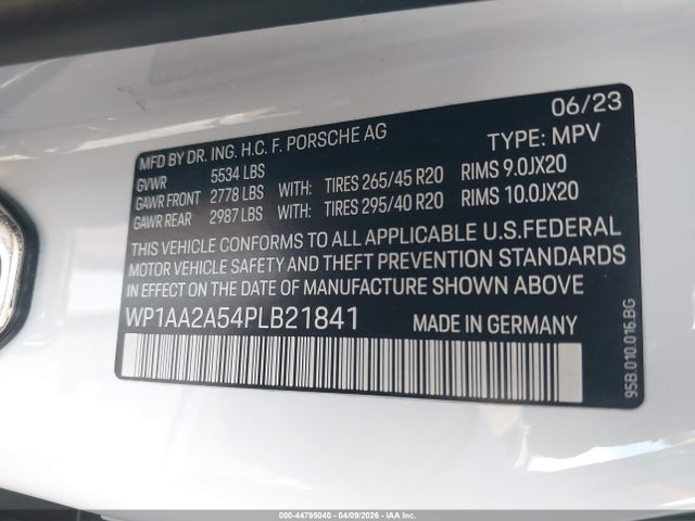 2023 Porsche Macan T მანქანა იყიდება აუქციონზე, vin: WP1AA2A54PLB21841, აუქციონის ნომერი: 44795040