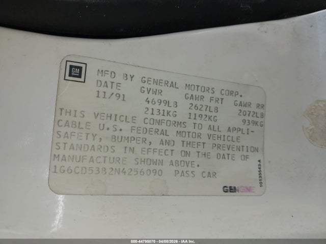 1992 CADILLAC DEVILLE 1G6CD53B2N4256090 Photo 8