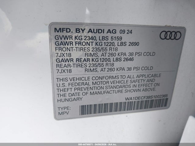 2025 AUDI Q3 WA1DECF38S1002365 Photo 8
