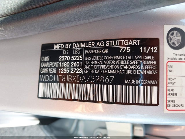 2013 Mercedes-benz E 350 4matic მანქანა იყიდება აუქციონზე, vin: WDDHF8JBXDA732867, აუქციონის ნომერი: 44795079