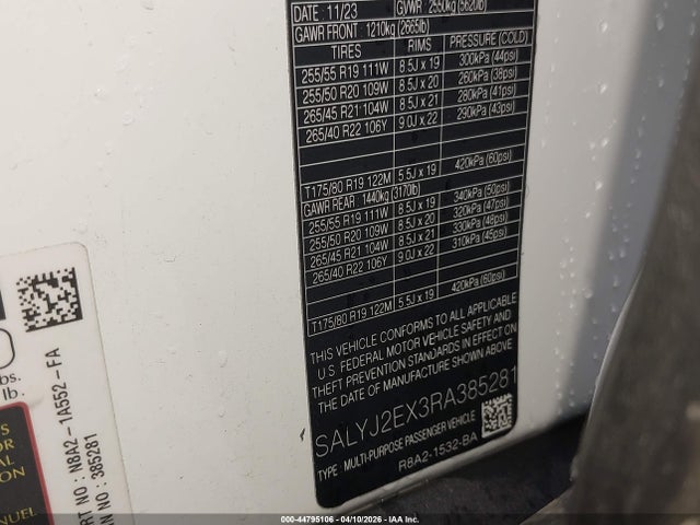 SALYJ2EX3RA385281 Land Rover Range Rover Velar P250 S