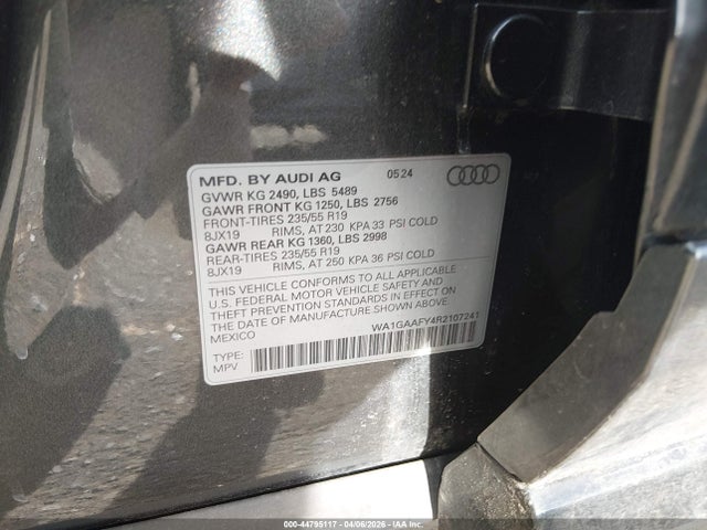 Продаж на аукціоні авто 2024 Audi Q5 Premium 45 Tfsi S Line Quattro, vin: WA1GAAFY4R2107241, номер лоту: 44795117
