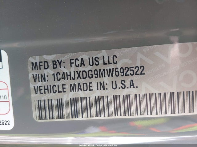 Продаж на аукціоні авто 2021 Jeep Wrangler Unlimited Willys Sport 4x4, vin: 1C4HJXDG9MW692522, номер лоту: 44795154