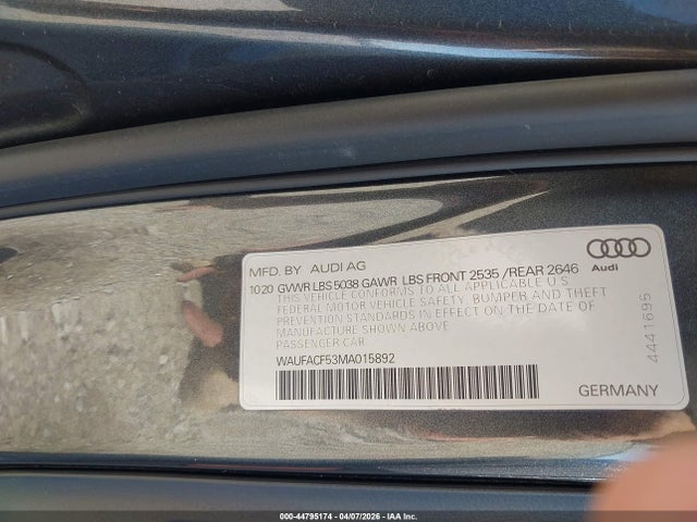 Aukcja sprzedaży 2021 Audi A5 Sportback Premium Plus 45 Tfsi Quattro S Tronic, vin: WAUFACF53MA015892, numer aukcji: 44795174