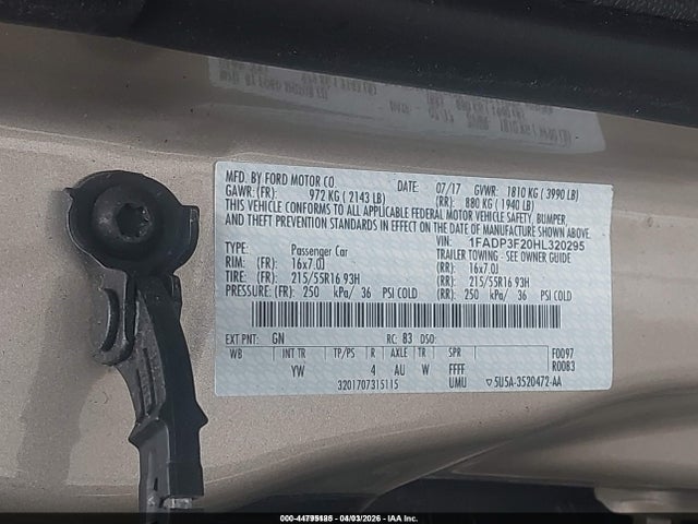 2017 FORD FOCUS 1FADP3F20HL320295 Photo 8