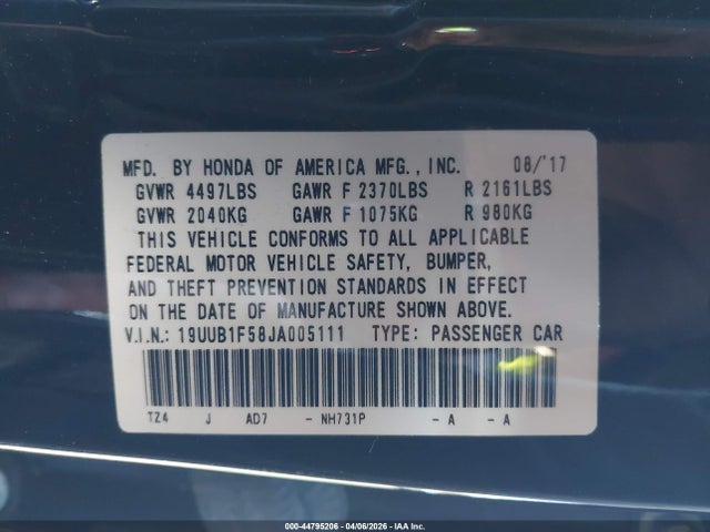 2018 ACURA TLX 19UUB1F58JA005111 Photo 8