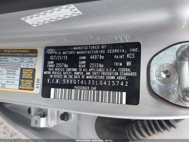 Продажа на аукционе авто 2020 Kia Optima Lx, vin: 5XXGT4L35LG415742, номер лота: 44795239