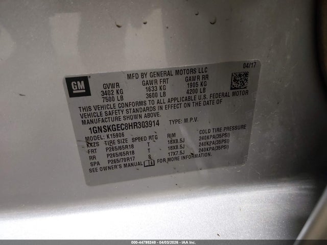 Chevrolet Suburban Ls 2017 1GNSKGEC8HR303914 Image 9