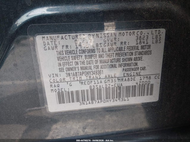 Nissan SENTRA SV 2017 3N1AB7AP0HY349361 Image 9