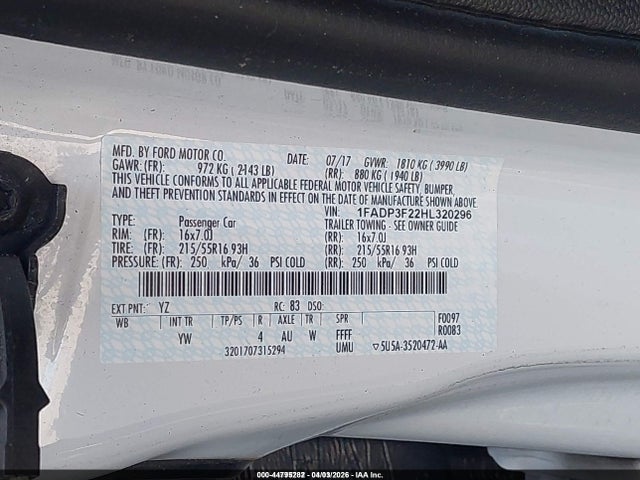 2017 FORD FOCUS 1FADP3F22HL320296 Photo 8