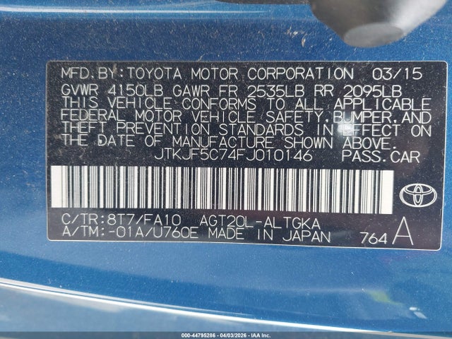 Aukcja sprzedaży 2015 Scion Tc, vin: JTKJF5C74FJ010146, numer aukcji: 44795286