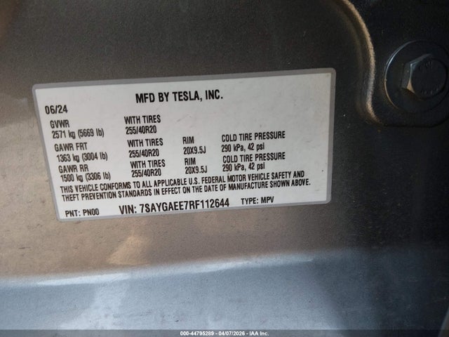 7SAYGAEE7RF112644 Tesla Model Y Long Range Dual Motor All-wheel Drive