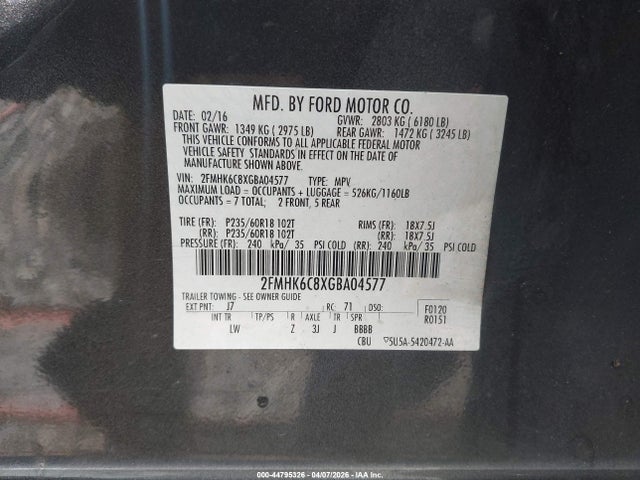 Ford FLEX SEL 2016 2FMHK6C8XGBA04577 Image 9
