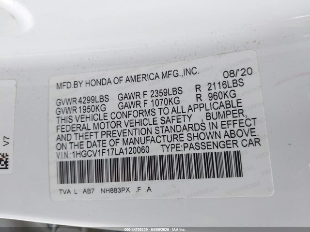 1HGCV1F17LA120060 Honda ACCORD LX