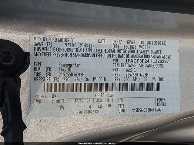 2017 FORD FOCUS 1FADP3F24HL320297 Photo 8