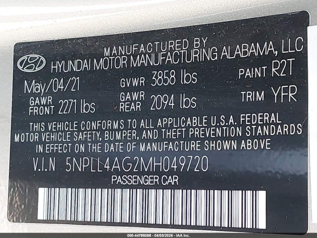 2021 HYUNDAI ELANTRA 5NPLL4AG2MH049720 Photo 8