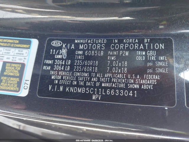 KNDMB5C11L6633041 KIA SEDONA EX