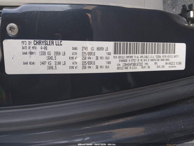 2008 DODGE GRAND CARAVAN 1D8HN54P38B167222 Photo 8