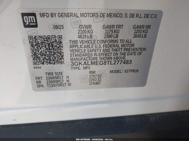 Продаж на аукціоні авто 2026 Gmc Terrain Fwd Elevation, vin: 3GKALMEG8TL277483, номер лоту: 44795486