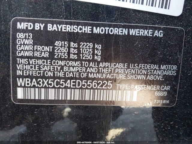 Продажа на аукционе авто 2014 Bmw 328i Gran Turismo Xdrive, vin: WBA3X5C54ED556225, номер лота: 44795496