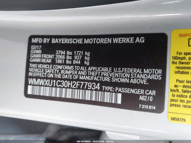 Mini Hardtop Cooper 2017 WMWXU1C30H2F77934 Image 9
