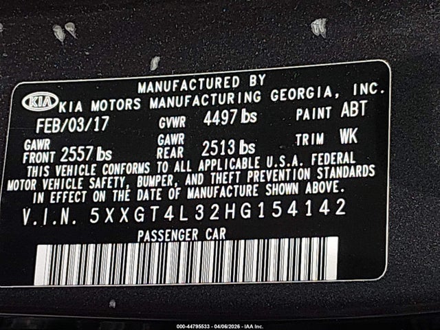 KIA Optima Lx 2017 5XXGT4L32HG154142 Image 9