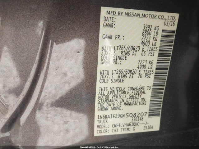 2016 NISSAN TITAN XD 1N6BA1F29GN508207 Photo 8