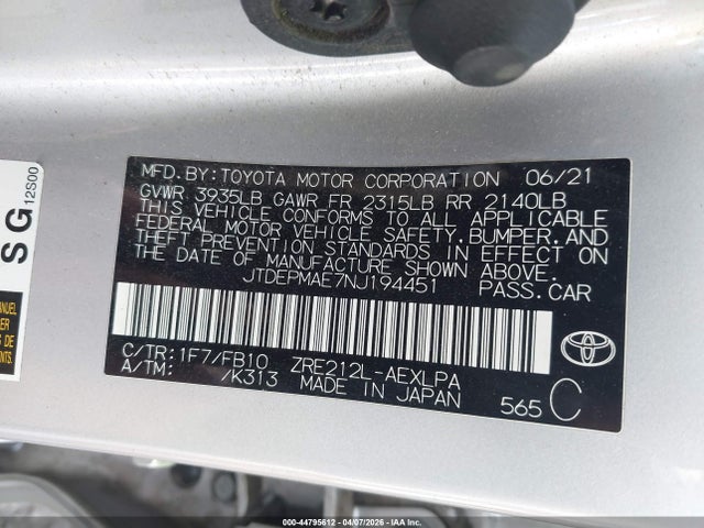 Toyota COROLLA LE 2022 JTDEPMAE7NJ194451 Image 9