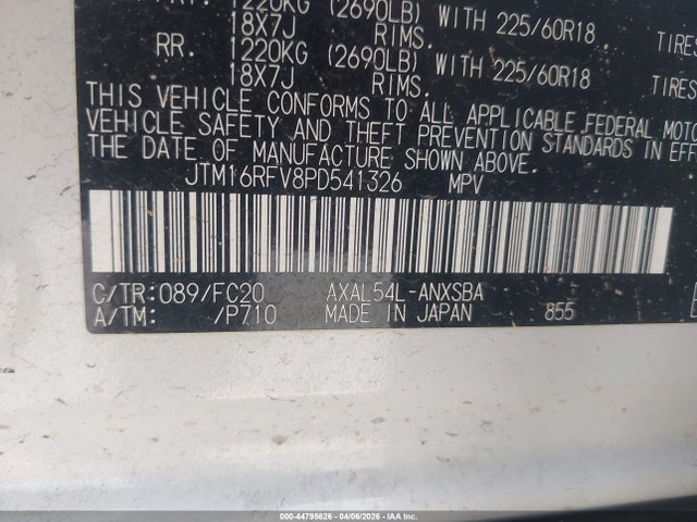 JTM16RFV8PD541326 Toyota Rav4 Hybrid Se