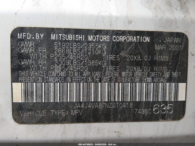 Продаж на аукціоні авто 2022 Mitsubishi Outlander Sel 2.5 S-awc/sel Launch Edition S-awc/sel Special Edition S-awc, vin: JA4J4VA87NZ010418, номер лоту: 44795632
