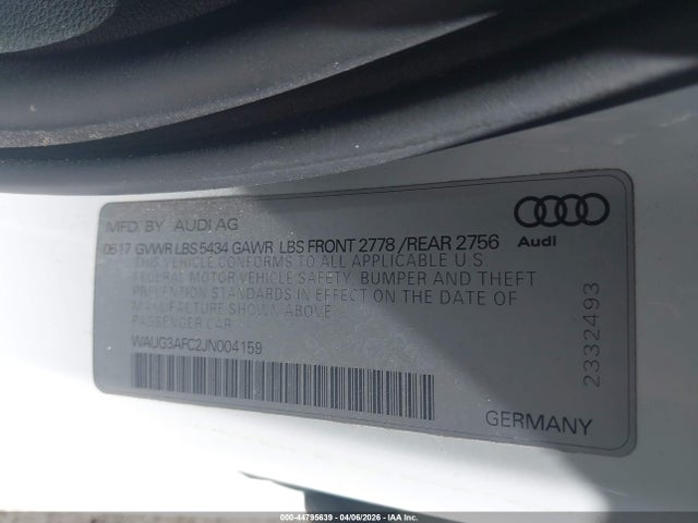 Aukcja sprzedaży 2018 Audi A6 3.0t Premium, vin: WAUG3AFC2JN004159, numer aukcji: 44795639