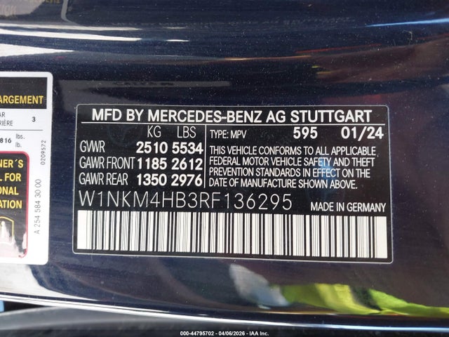 2024 Mercedes-benz Glc 300 4matic Suv მანქანა იყიდება აუქციონზე, vin: W1NKM4HB3RF136295, აუქციონის ნომერი: 44795702