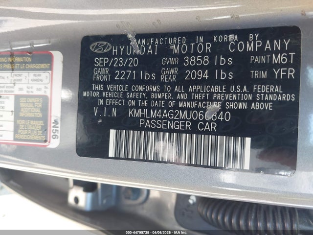 KMHLM4AG2MU066340 Hyundai ELANTRA SEL