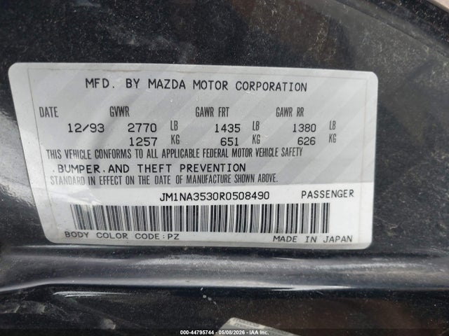 44795744 :رقم المزاد ، JM1NA3530R0508490 vin ، 1994 Mazda Mx-5 Miata مزاد بيع
