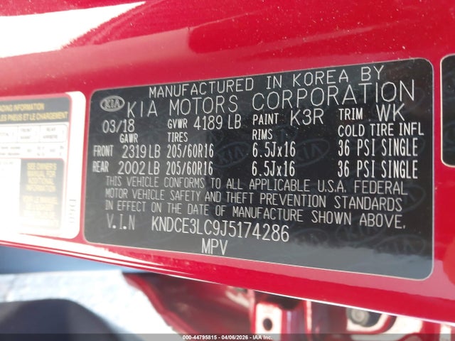 KNDCE3LC9J5174286 KIA NIRO EX