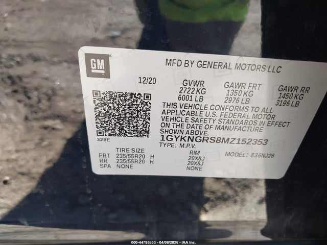 1GYKNGRS8MZ152353 Cadillac Xt5 Awd Sport
