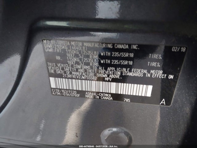 2T3RFREV2JW755582 Toyota Rav4 Adventure