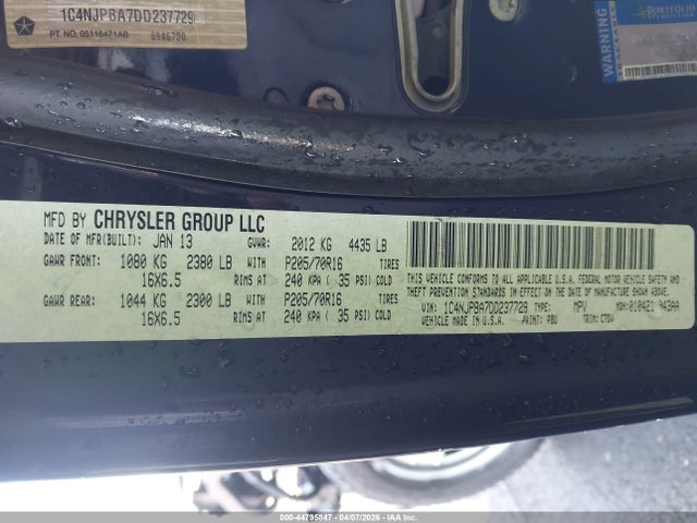 44795847 :رقم المزاد ، 1C4NJPBA7DD237729 vin ، 2013 Jeep Patriot Sport مزاد بيع