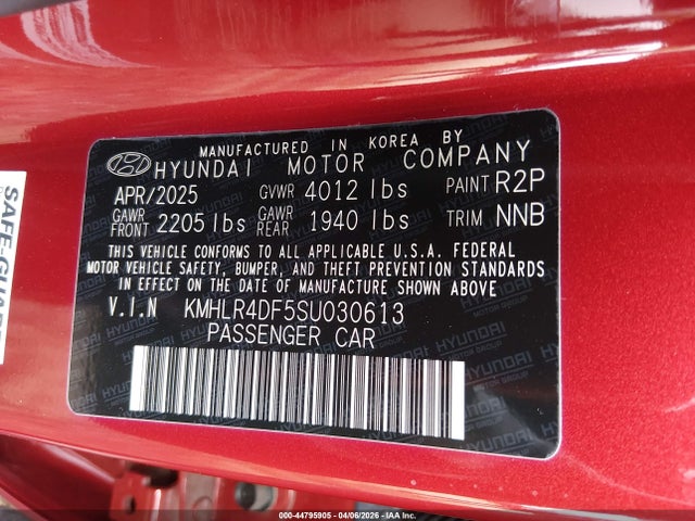Продаж на аукціоні авто 2025 Hyundai Elantra N Line, vin: KMHLR4DF5SU030613, номер лоту: 44795905
