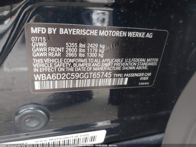 WBA6D2C59GGT65745 BMW 640i Gran Coupe Xdrive