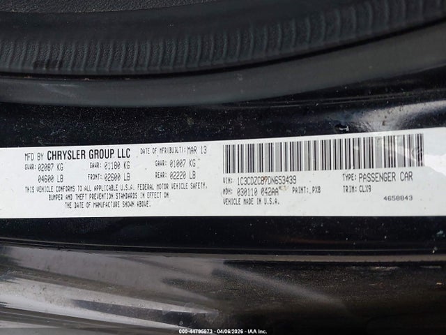 Aukcja sprzedaży 2013 Dodge Avenger Sxt, vin: 1C3CDZCB7DN653439, numer aukcji: 44795973