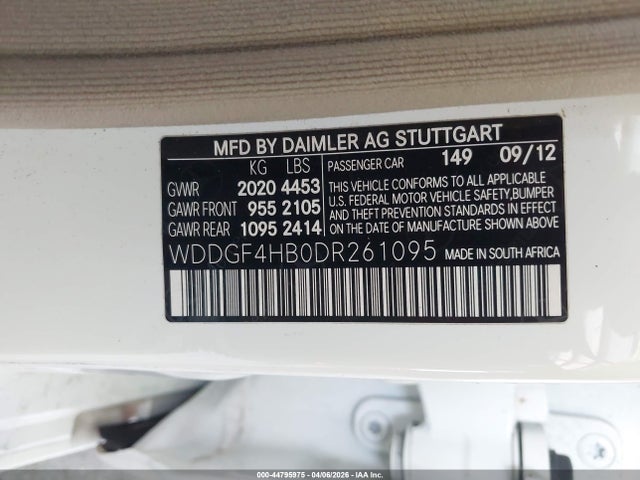 2013 Mercedes-benz C 250 Sport მანქანა იყიდება აუქციონზე, vin: WDDGF4HB0DR261095, აუქციონის ნომერი: 44795975