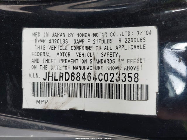 2004 HONDA CR-V JHLRD68464C023358 Photo 8