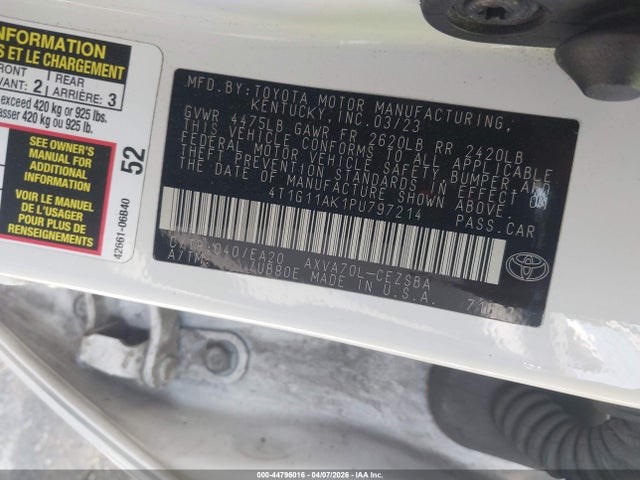 4T1G11AK1PU797214 Toyota CAMRY SE
