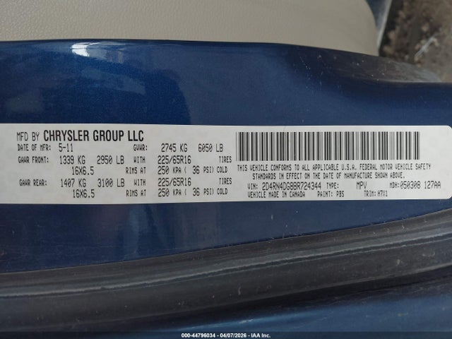 Продаж на аукціоні авто 2011 Dodge Grand Caravan Express, vin: 2D4RN4DG8BR724344, номер лоту: 44796034