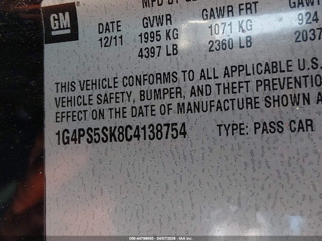44796050 :رقم المزاد ، 1G4PS5SK8C4138754 vin ، 2012 Buick Verano Leather Group مزاد بيع